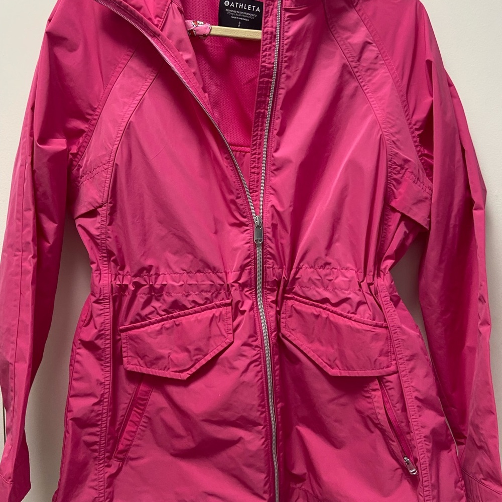 Athleta Hot Pink Utility Windbreaker Jacket with Hood